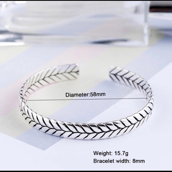 New .925 Silver Herringbone Bangle Bracelet - Picture 3 of 3